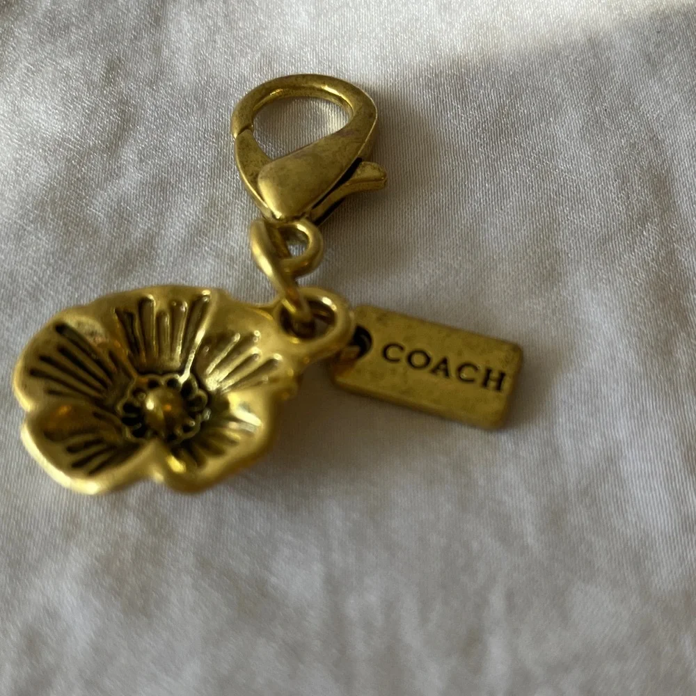 Coach Gold Floral Charm Keychain Accessory